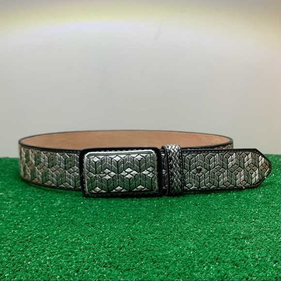 SILVER AUTHENTIC MEXICAN WESTERN BELT EMBROIDERED CINTO VAQUERO BORDADO PLATEADO - Picture 1 of 6
